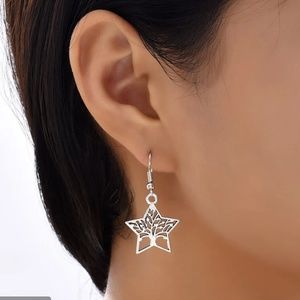 Silver Tree of Life Star Earrings